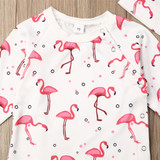 Baby Girl Cute Long Sleeve Printed Flamingo Romper&Hat Baby Clothes Cheap Wholesale