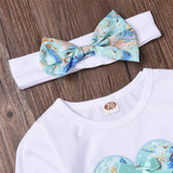 Baby Girls Bow Printed Top & Pants & Headband Toddler Girls Wholesale