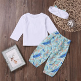 Baby Girls Bow Printed Top & Pants & Headband Toddler Girls Wholesale