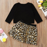 Baby Girls Leopard Printed T-shirt & Skirt Cheap Baby Boutique Clothes