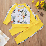 Girls Rose Printed Long Sleeve T-shirt & Pants Girl Boutique Clothing Wholesale