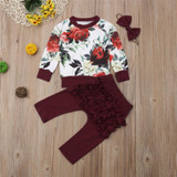 Baby Girls Floral Tops&Pants&Headband Baby Boutique Clothing Wholesale