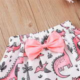 Girls Letter Printed Top & Dinosaur Bow Skirt Girls Clothes Wholesale