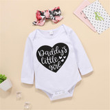 Baby Daddy's Little Girl Long Sleeve Romper & Floral Printed Pants & Headband Baby Outfits
