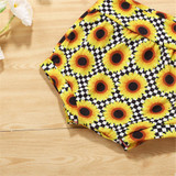 Baby Girls Solid Color Tank Romper & Sunflower Shorts & Headband Boutique Baby Clothes Wholesale