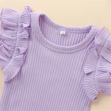 Baby Girls Solid Color Sleeveless Romper & Floral Shorts & Headband Baby Boutique Clothes Wholesale
