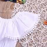 Baby Girls Solid Ball Collar Top & Floral Printed Shorts & Headband Cheap Bulk Baby Clothes