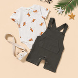 Baby Unisex Tiger Printed Short Sleeve Romper & Overalls Wholesale Designer Baby Clothes