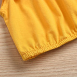 Baby Girls Solid Color Sleeveless Off Shoulder Top & Fruit Printed Suspender Skirt & Headband Baby Outfits