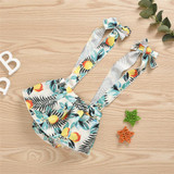 Baby Girls Solid Color Sleeveless Off Shoulder Top & Fruit Printed Suspender Skirt & Headband Baby Outfits