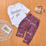 Baby Girl Letter Printed Romper Floral Pants & Hat Bulk Baby Clothes Online