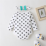 Baby Girls Polka Dot Cartoon Frog  Long Sleeve Romper & Headband Wholesale