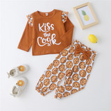 Baby Girls Letter Cartoon Printed Long Sleeve Top & Pants Wholesale Baby