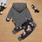 Baby Girls Floral Printed Long Sleeve Romper & Pants & Headband Wholesale