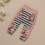 Baby Girl Ruffle Long Sleeve Top & Floral Stripe Pants & Headband Wholesale