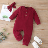 Baby Girls Casual Long Sleeve Romper & Headband Baby Clothes Cheap Wholesale