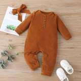 Baby Girls Casual Long Sleeve Romper & Headband Baby Clothes Cheap Wholesale