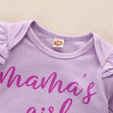 Baby Girls Letter Printed Long Sleeve Romper & Floral Pants & Headband