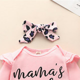 Baby Girls Letter Printed Long Sleeve Rompers & Leopard Pants & Headband