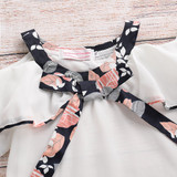 Girls Stylish Bow Top & Printed Allover Skirt