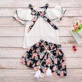 Girls Stylish Bow Top & Printed Allover Skirt