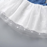Baby Girls Solid Color Top & Mouse Print Suspender Mesh Skirt