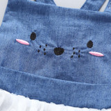 Baby Girls Solid Color Top & Mouse Print Suspender Mesh Skirt