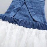 Baby Girls Solid Color Top & Mouse Print Suspender Mesh Skirt