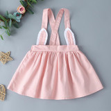 Baby Girls Cute Lapel Cat Print Tops & Suspender Skirt