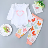 Baby Girls Long Sleeve Letter Tops & Animal Printed Pants