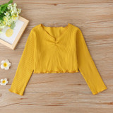 Girls Solid V-neck Long Sleeve Top & PU Skirt Wholesale Baby Girl Clothes Girls Solid V-neck Long Sleeve Top & PU Skirt Wholesale Baby Girl Clothes