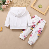 Girls Hooded Flower Printed Top & Pants Girls Clothing Wholesale