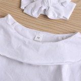 Baby Girls Long Sleeve Solid Romper & Pants & Headband Baby Wholesales