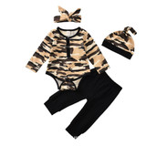 Baby Boys Camouflage Printed Romper & Pants & Headband & Hat Baby Clothing Cheap Wholesale