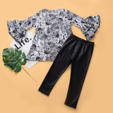 Girls Long Sleeve Floral Printed Top & Pants Girls Clothing Wholesale