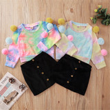 Baby Girls Furball Tie Dye Long Sleeve T-shirt & Skirt Baby Wholesales