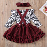 Baby Girls Leopard Long Sleeve Romper & Suspender Skirt Girl Wholesale Baby Girls Leopard Long Sleeve Romper & Suspender Skirt Girl Wholesale