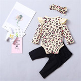 Baby Girls Leopard Ruffle Long Sleeve Romper & Pants Baby Outfits Baby Girls Leopard Ruffle Long Sleeve Romper & Pants Baby Outfits