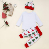 Baby Boys Christmas Reindeer Printed Romper & Pants Hat Baby Wholesale