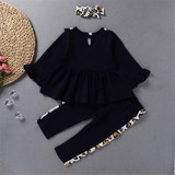Toddler Girls Long Sleeve Print Top & Pants & Headband Wholesale Girls