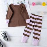 Toddler Girls Striped Letter Print Heart Top & Pants Girls Clothes Wholesale