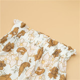 Baby Girls Solid Romper & Floral Pants & Headband Wholesale Baby Outfits