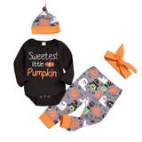 Baby Girls Letter Printed Romper & Pants & Headband & Hat Baby Wholesale