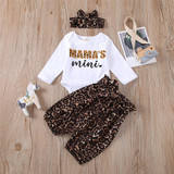 Baby Girls Leopard Letter Long Sleeve Romper & Pants Baby Outfits Baby Girls Leopard Letter Long Sleeve Romper & Pants Baby Outfits