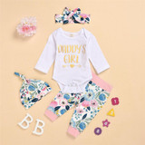 Baby Girls Letter Print Romper & Floral Pants Wholesale Baby Clothes Bulk