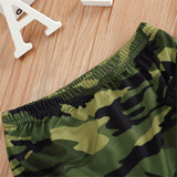 Baby Boys Sleeveless Letter Print Top & Camo Shorts Boys Summer Outfits