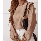 O Neck Long Puff Sleeve Blouse Shirt