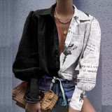 Elegant Lips Print Button Blouse Shirt