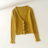 Long Sleeve Ruffle Trimmed Knitwear Tops & Blouses