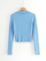 Candy Color Deep V Stretch Pullover Tops & Blouses
